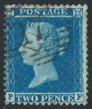QV sg34 2d blue (P-F) plate 5 – good used