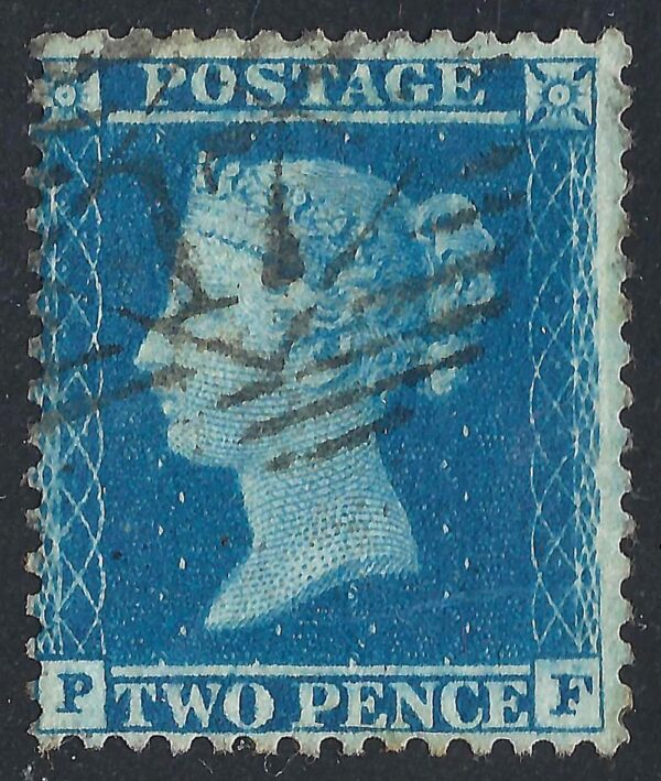QV sg34 2d blue (P-F) plate 5 – good used