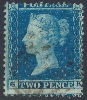 QV sg34 2d blue (G-K) plate 5 – good used
