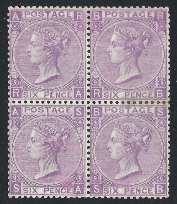 QV sg109 6d mauve mint block (RA-SB)