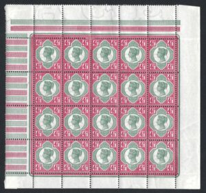 QV sg206 4½d deep green & carmine pane Spec K34(2)