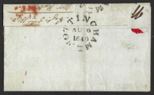 QV sg2 1d black (I-K) Plate 5 on cover from Stanton to Nottingham