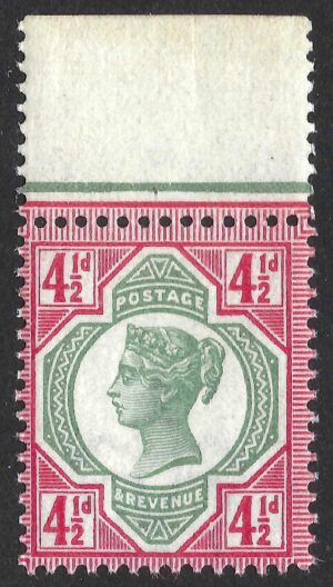QV sg206 4½d green & carmine – unmounted mint