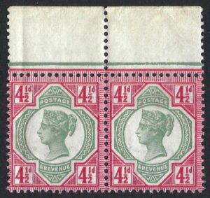 QV sg206 4½d green & carmine pair– unmounted mint