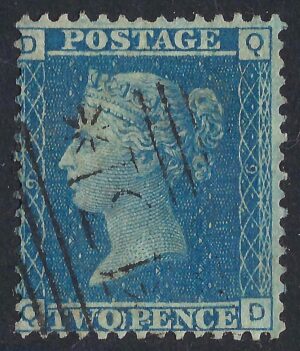 QV sg45 2d blue (Q-D) plate 9 – good used