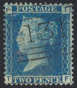 QV sg45 2d blue (T-F) plate 9 – good used