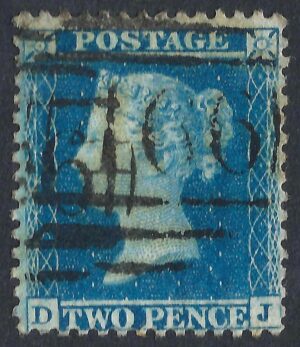 QV sg34 2d blue (D-J) Plate 5 - good used