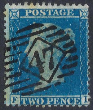 QV sg34 2d blue (F-I) Plate 5 - good used
