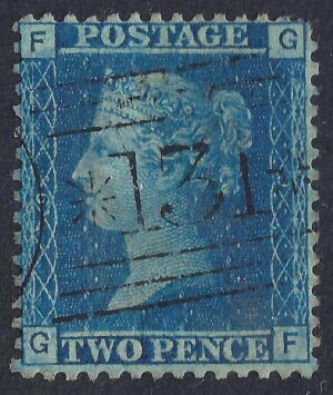 QV sg45 2d blue (G-F) plate 9 - good used