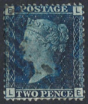 QV sg47 2d blue (L-E) plate 15 - good used