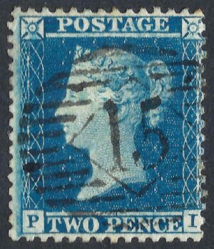 QV sg34 2d blue (P-I) plate 5 – good used