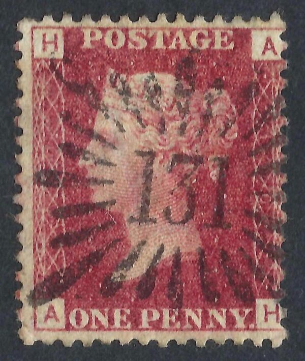 QV sg43 1d red (A-H) plate 1?0 with fine Brunswick Star cancel