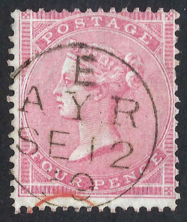 QV sg66a 4d rose with fine 1859 Ayr cds