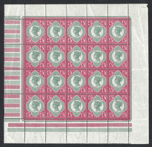QV sg206 4½d green & carmine pane Spec K34(1)