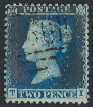 QV sg34 2d blue (T-I) plate 5 - good used