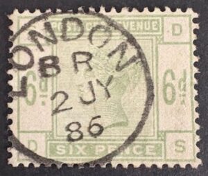 QV sg194 6d dull green (D-S) with fine 1886 London cds