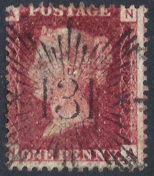 QV sg43 1d red (N-A) with fine Brunswick Star cancel