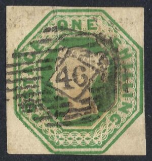 QV sg55 1s green embossed - fine used