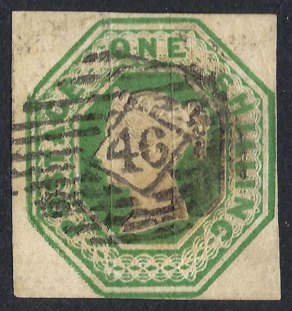 QV sg55 1s green embossed - fine used