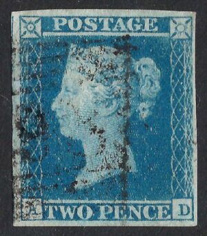 QV sg14 2d blue (A-D) Plate 3 - fine used