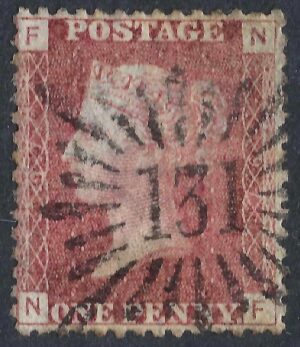 QV sg43 1d red (N-F) with fine Brunswick Star cancel