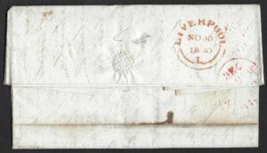 QV sg2 1d black (I-E) Plate 7 on 1840 entire from Liverpool to Inverness