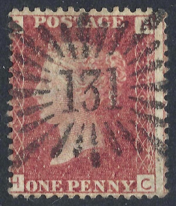 QV sg43 1d red (H-C) with fine Brunswick Star cancel