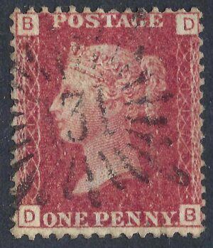 QV sg43 1d red (D-B) with fine Brunswick Star cancel