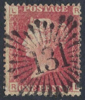 QV sg43 1d red (R-L) with fine Brunswick Star cancel