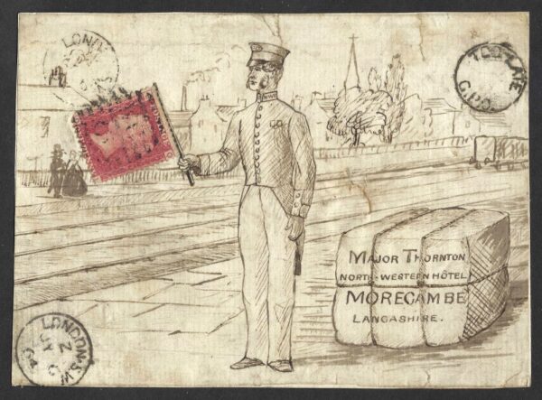 QV sg43 (Q-L) Plate 102 on 1864 illustrated front to Morecambe