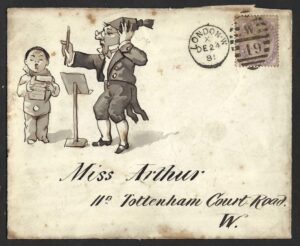 QV 1881 Xmas eve hand illustrated cover used within London