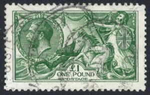 KGV sg404 £1 dull blue-green - good used example