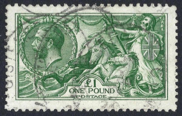 KGV sg404 £1 dull blue-green - good used example