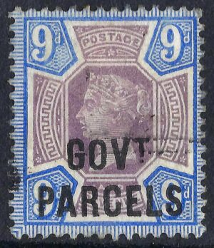 QV sgO67 9d dull purple/blue GOVT PARCELS - fine used