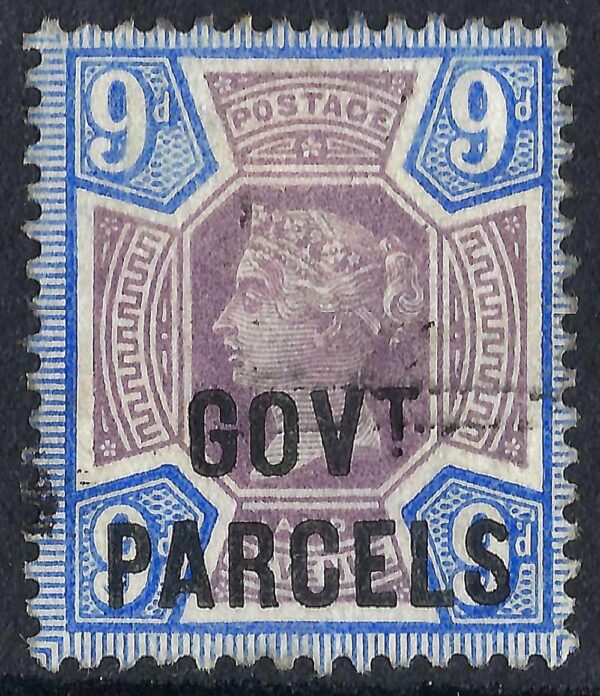 QV sgO67 9d dull purple/blue GOVT PARCELS - fine used