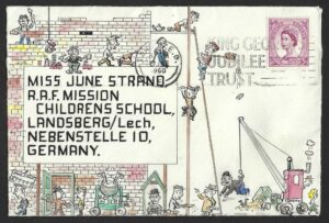 QEII 6d on 1960 hand illustrated cover to Germany