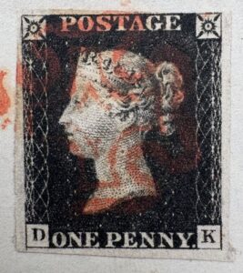 QV sg2 1d black (D-K) Plate 1b on 1840 cover to Huddersfield