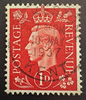 KGVI sg463 1d scarlet with First Day Issue 10th May 1937 cancel