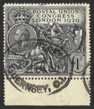 KGV sg438 £1 black marginal PUC – fine used