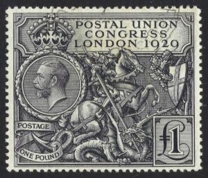 KGV sg438 £1 black PUC – fine used