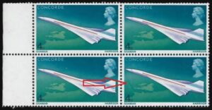 QEII 1969 sg784 Spec W151(f) “Oil slick flaw” variety in block – unmounted mint