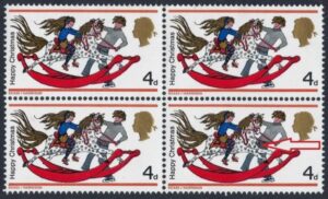 QEII 1968 sg775 Spec W142(f) “Retouched dapples” variety in block – unmounted mint