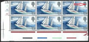 QEII 1967 sg751 Spec W122(a) “Broken ribbon” variety in block – unmounted mint