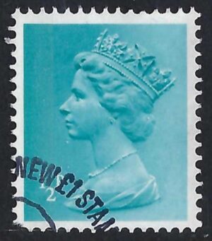 QEII sgX842 ½p turquoise-blue (1 left band) – fine used
