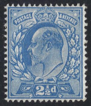 KEVII sg283 2½d bright blue perf 15×14 – unmounted mint