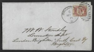 QV sg49 ½d rose (I-N) plate 3 on 1871 cover