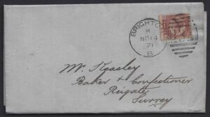 QV sg49 ½d rose (L-M) plate 4 on 1871 cover