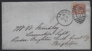 QV sg49 ½d rose (P-M) plate 4 on 1871 cover