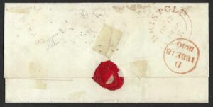 QV sg2 1d black (N-G) Plate 7 on 1840 Bristol to London wrapper