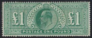 KEVII sg266 £1 dull blue-green - fine mounted mint example